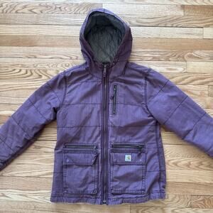 Carhartt Quilted Lined Hooded Small Purple Canvas Gallatin Chore Coat
